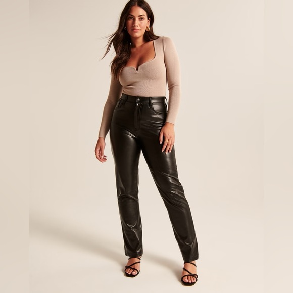 Abercrombie & Fitch Pants - Abercrombie Curve Love 90s Straight Ultra High Rise Vegan Leather Pants